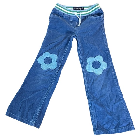 Mini Boden blue corduroy with flowers  pants 8y - Picture 1 of 6